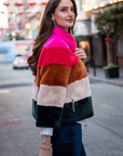 Gigi Reversible faux fur Jacket - Rainbow Stripe