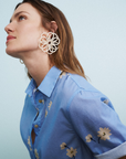 0039 Italy, Bea Cotton Blouse- Blue/White Floral