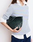 Hartford, Take Knit T-Shirt-Ecru & Navy