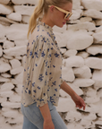 Oliphant, Ruffle Front Button Blouse- Alyssum cream