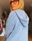Cashmere Cable Knit Hoodie-Bright Blue