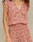 M.A.B.E, Ceci Print Short Dress- Pink