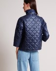 Adroit, Tenley Quilted Jacquard 3/4 Sleeve Jacket - Navy