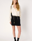 Gerard Darel, Agnella Ruffled Satin Shirt- Ecru