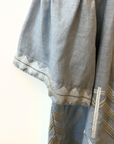 Greek Archaic Kori, Chevron Dress with Bell Sleeves- Light Grey/Champagne