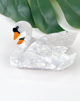 Hair Clip - Black and White Swan