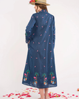 Nimo With Love, Sandalwood Dress- Navy/ Monkey Embroidered