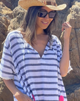Rose and Rose, Aix Sailor Stripe Easy T- Shirt Dress with Tassels