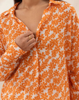 Charli, Libby shirt- Mandarin Floral PRint