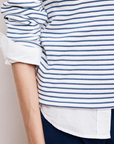 Hartford, Take Knit T-Shirt-Ecru & Navy