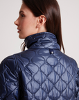 Adroit, Tenley Quilted Jacquard 3/4 Sleeve Jacket - Navy