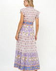 Oliphant, Ruffle Collar Button Maxi- Napa Blue