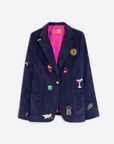 Vilagallo, Navy Cord Blazer w/ Embroidery