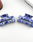 Blue and White Porcelain Pattern Hair Claw Clip