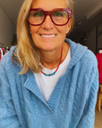 Cashmere Cable Knit Hoodie-Bright Blue
