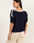 Charli, Billie Knit Top- Deep Blue