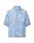 0039 Italy, Bea Cotton Blouse- Blue/White Floral