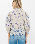 Oliphant, Ruffle Front Button Blouse- Alyssum cream