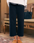 Frank & Eileen, Cropped Wide Leg Sweatpant- British Royal Navy