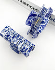 Blue and White Porcelain Pattern Hair Claw Clip