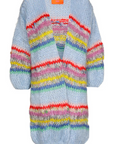 Les Tricots D'O, Ellis Mohair Long Cardigan-Pale Blue w/Stripes