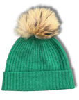 Cashmere Ribbed Hat with Pom Pom
