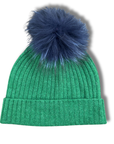 Cashmere Ribbed Hat with Pom Pom