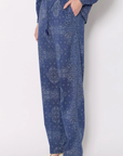 Bandana Wide Leg Pants- Navy