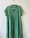 Raga Designs, Cotton Silk Woven Dress- Green/ Blue