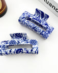 Blue and White Porcelain Pattern Hair Claw Clip