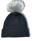 Cashmere Ribbed Hat with Pom Pom