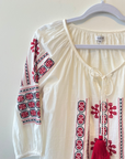 Delfina, Katarina Cotton Blouse- Red Blue