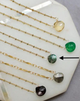 Dainty Semi-Precious Necklace- Gold Bead Chain
