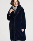 Adroit, Polly Faux Fur Coat- Midnight Blue