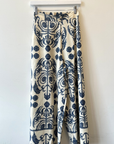 Printed Cotton Pants- Navy