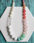 Linden Beaded Necklace-Pink Rutilated Quartz
