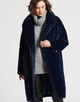 Adroit, Polly Faux Fur Coat- Midnight Blue