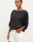 Velvet, Cass Woven Linen Puffy Sleeve Top
