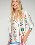 Vilagallo, Floral Shirt-White with Vertical Flowers