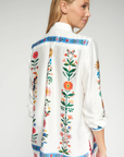 Vilagallo, Floral Shirt-White with Vertical Flowers