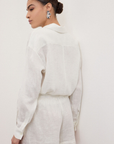 Ottod'Ame-Oversized Linen Shirt-White w/Silver Lurex