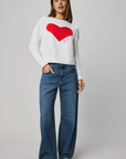 Splendid, Leah Love Sweater - White/Rouge