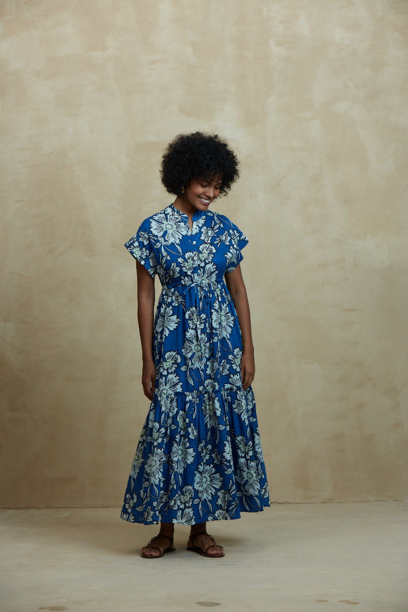 sachin and babi light blue dress Summer Dresses For Women 2024 Flowy Elegant Summer Maxi Dress Floral Chiffon Short Sleeve V-Neck Garden Party Dress main image 1