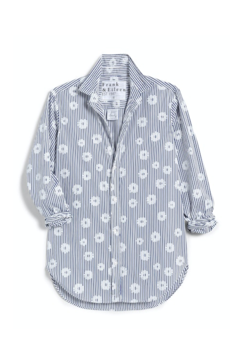 Frank & Eileen, Frank Classic Button Up Shirt- Blue Stripe with White  Flowers