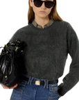 Gerard Darel, Elina Cashmere Fuzzy Sweater- Vert Kaki