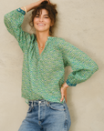 M.A.B.E, Dana Print Long Sleeve Top - Green