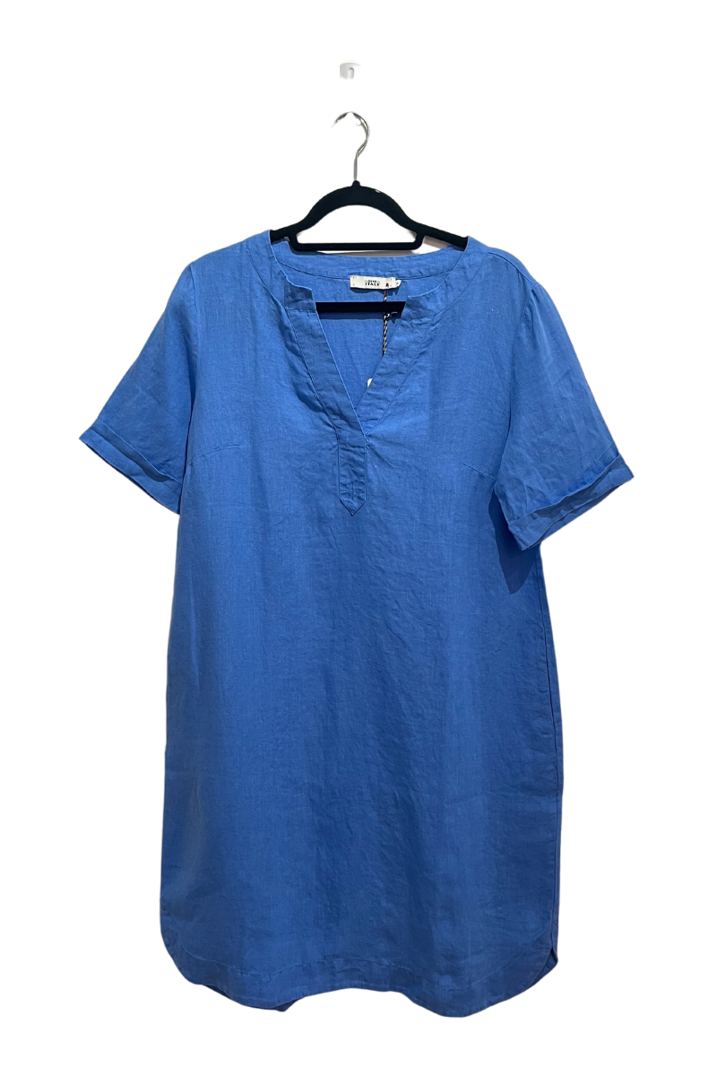 0039 Italy Nora Blue Linen Dress