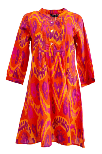 La Plage Maye Ikat Dress- Orange/Pink