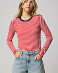 Splendid, Bamboo Long Sleeve Tee - Navy/Rouge/White
