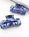 Blue and White Porcelain Pattern Hair Claw Clip